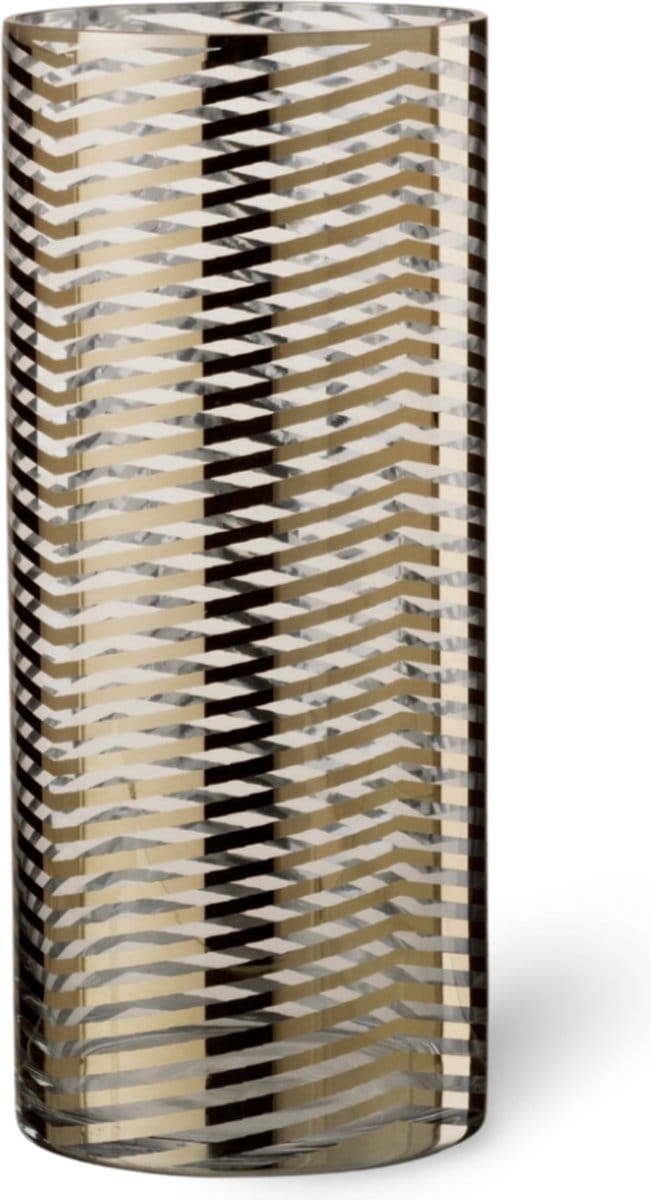 Windlicht Modern Goud Glas Gestreept 28 cm