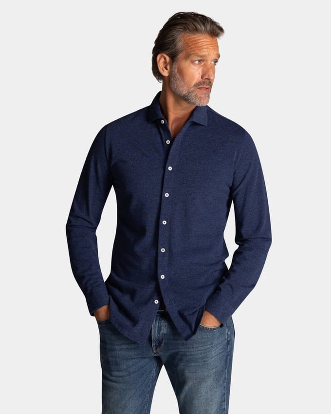 NZA - Blauw katoenen overhemd