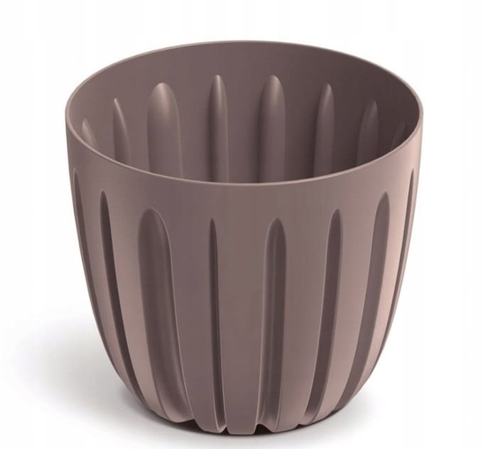 Prosperplast Wario - Bloempot - Geribbeld - Bruin Marsala - 16,8 cm