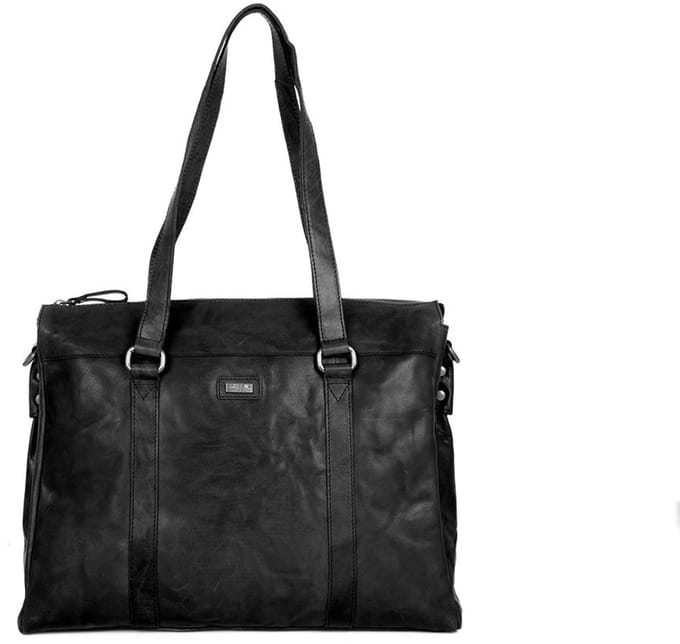 Leren Laptoptas met tabletvak - 15.6 inch - California - Zwart