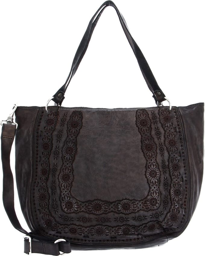 CAMPOMAGGI Leren Schoudertas Shoulder Bag Grigio Antraciet
