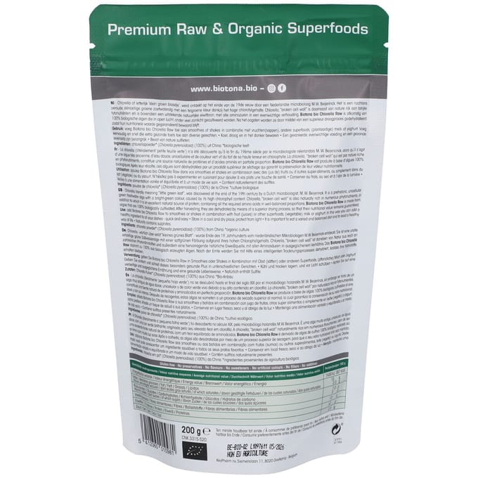 Biotona Chlorella raw powder bio 200 Gram