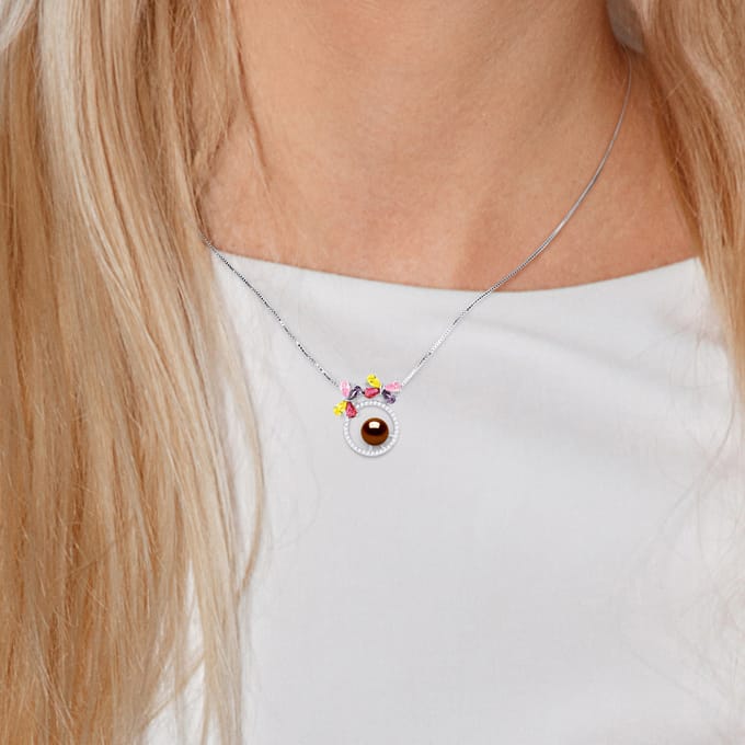 BUTTERFLY zoetwater parel Ronde 8-9mm Chocolate 925