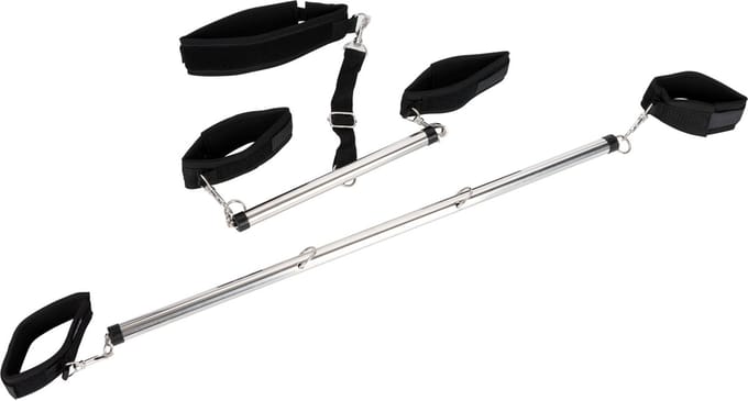 Pipedream Fetish Fantasy Boeien Spread 'em Bar and Cuff Set zwart,zilver