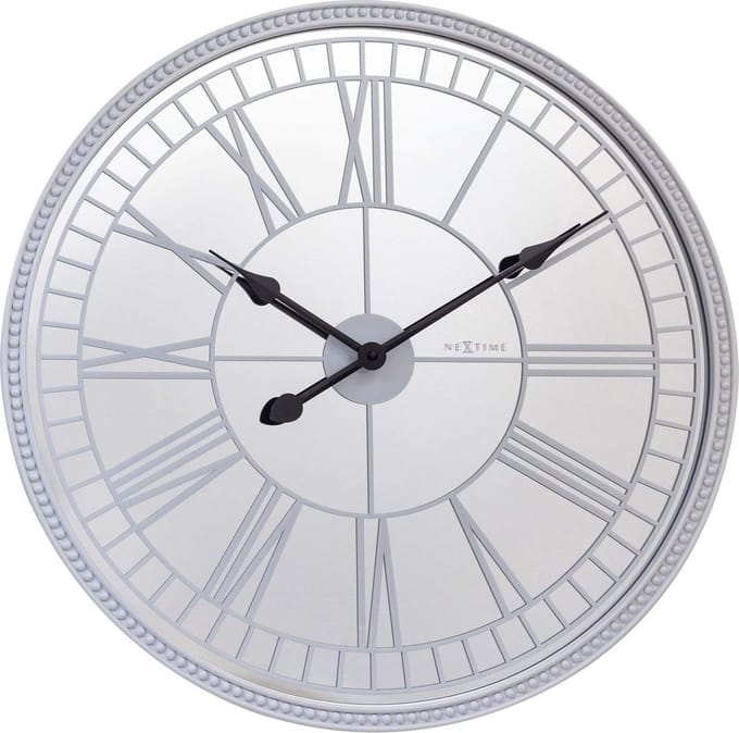 NeXtime Big City – Landelijke Wandklok – 43 cm – Spiegel – Wit – Stil