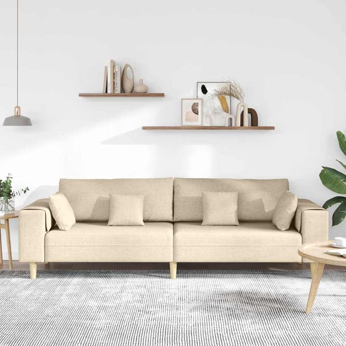 vidaXL - Bank - Crème - 250 - x - 77 - x - 76 - cm - Stof