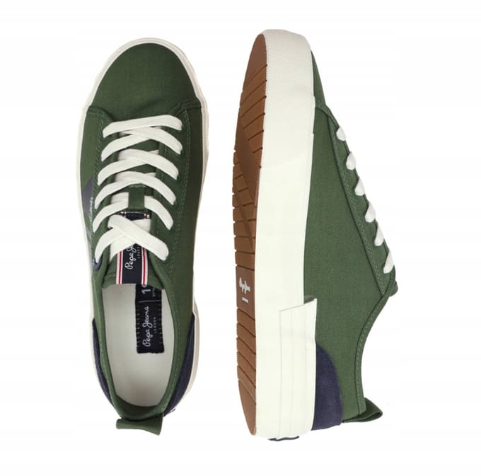 Pepe Jeans Allen Falg Heren Schoenen Groene Lage Sneakers Met Veters 40 Awe black
