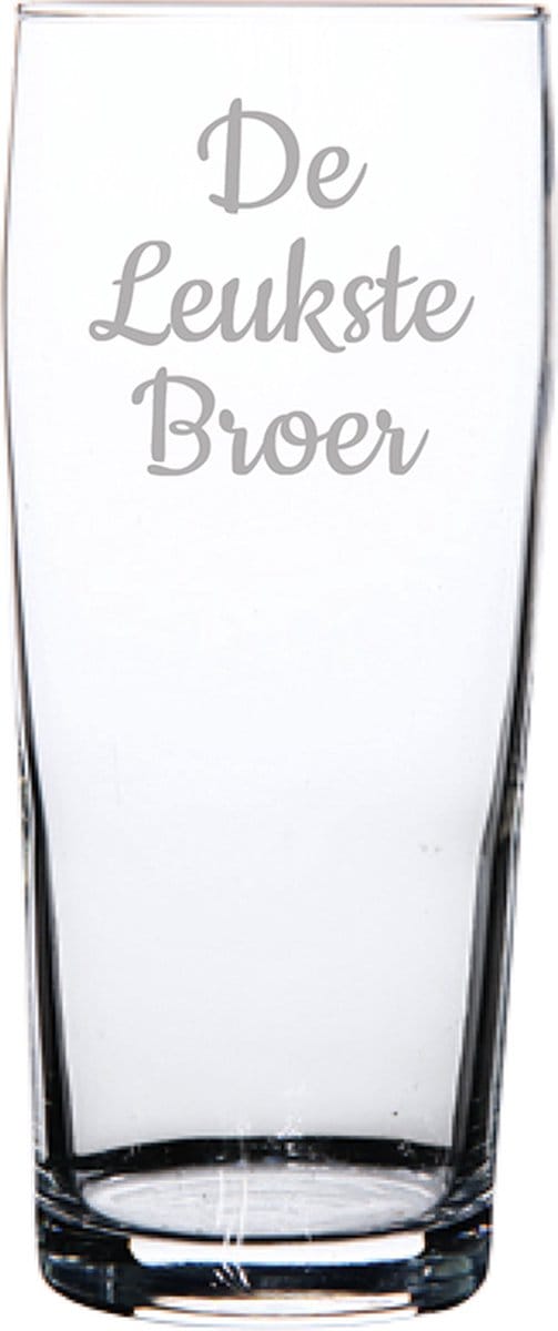 Gegraveerde bierfluitje 19cl De Leukste Broer
