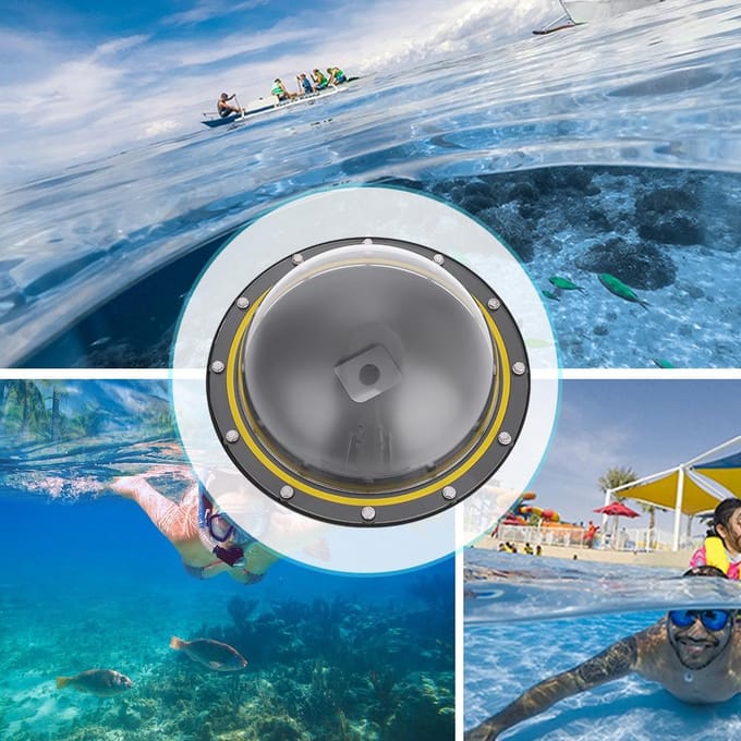 TELESIN Professionele Dome Port Waterdichte Behuizing voor GoPro Hero 567 Camera gray