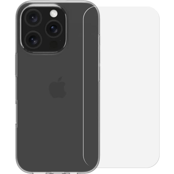 BlueBuilt Back Cover iPhone 16 Pro Transparant + Screenprotector Glas