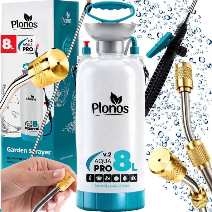 Plonos Aqua PRO Serie - Handmatige Druksproeier - 8l - Stalen Lansen