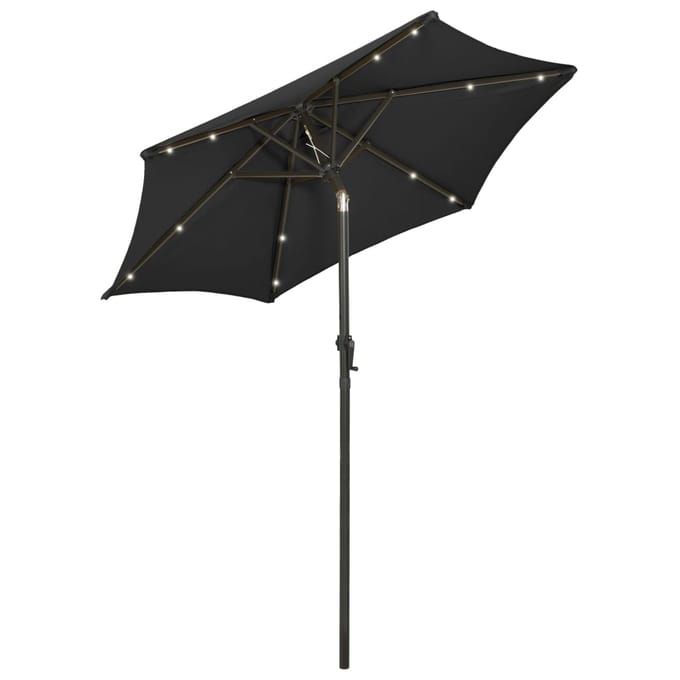 vidaXL - Parasol - met - LED-verlichting - 200x211 - cm - aluminium - zwart