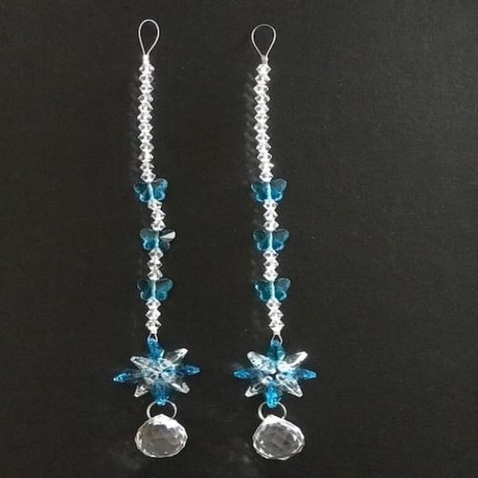 Butterfly Crystal Suncatcher Ball blauw