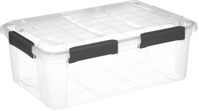 5Five opberg Box met deksel - Solutions Protect - 32 liter - 58 x 39 x 22 cm - kunststof - transparant - extra stevig