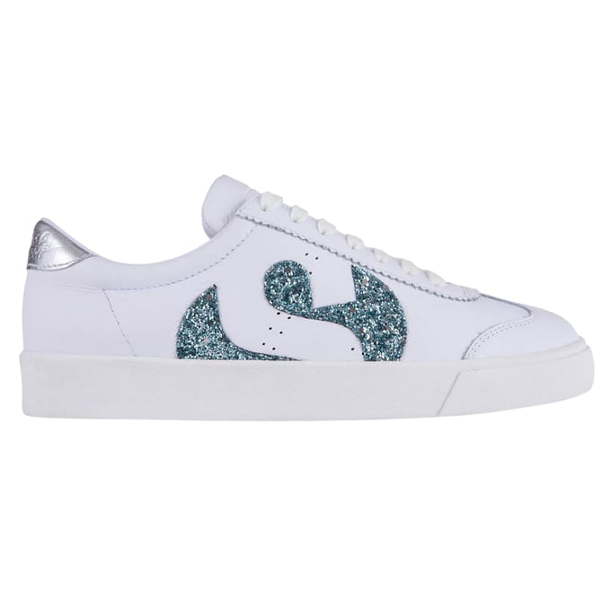 Superga Dames/Dames 2843 Club S Glitter Leren Trainers (Wit-Blauw/Licht)