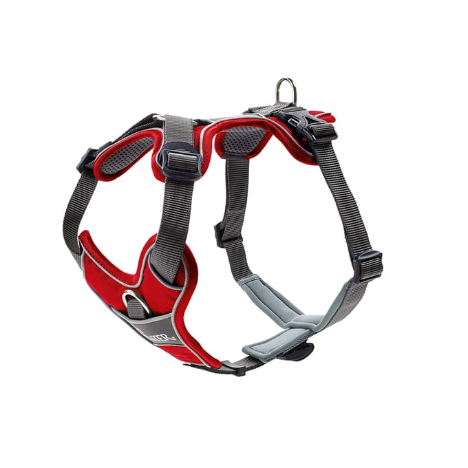 Hunter Harnas Divo Rood&Grijs - Hondentuig - L 72-100 Cm