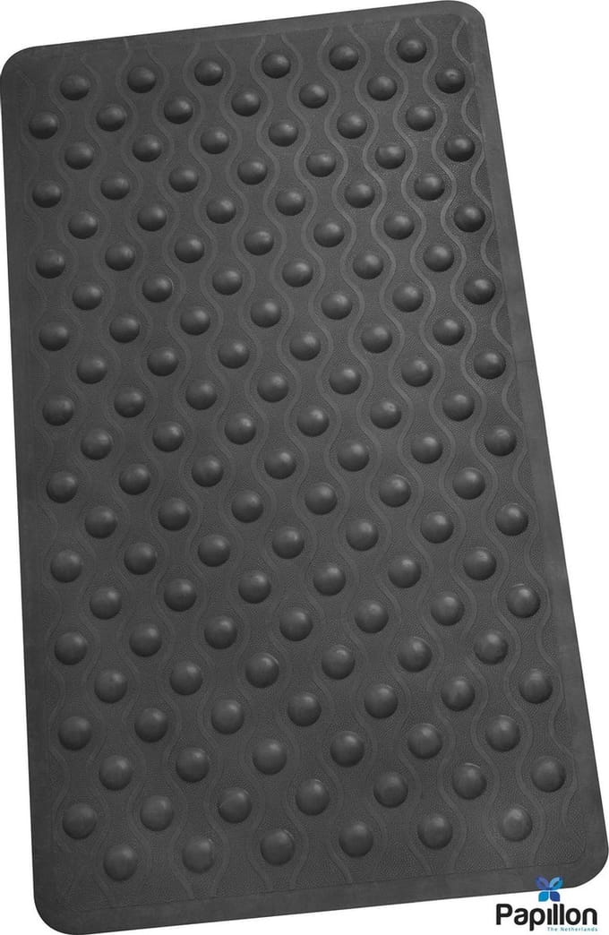 Papillon Antislip Badmat - 136 zuignappen - Rubber - 70x40 - Antraciet