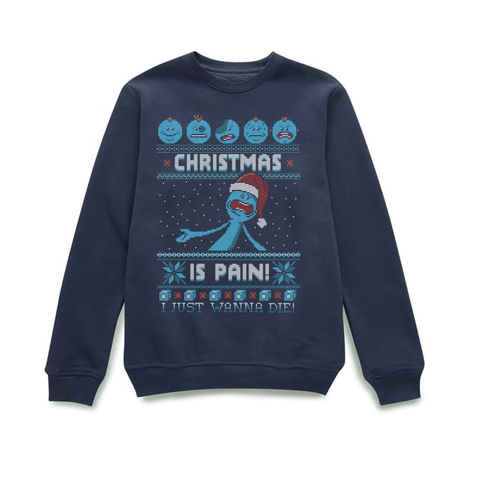 Rick and Morty Kerstmis Mr Meeseeks Pain Trui - Navy - M