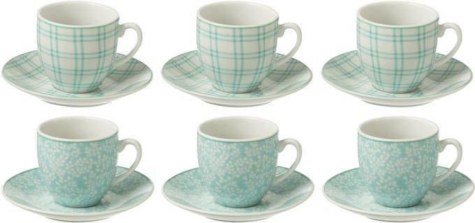J-Line kop + schoteltje - keramiek - blauw - doos van 6
