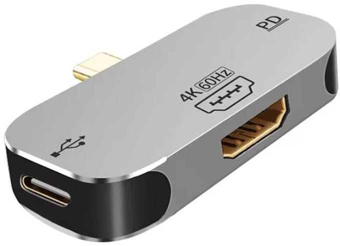 DrPhone TriLink USB-C Hub 3-in-1 naar HDMI – 4K Uitgang – PD Opladen – USB-C Data Poort – Compact