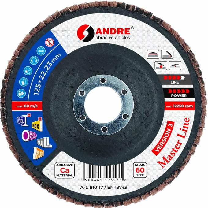Andre MASTER LINE - Lamellenschijf - 125mm P60 - Keramisch - Voor Staal en INOX
