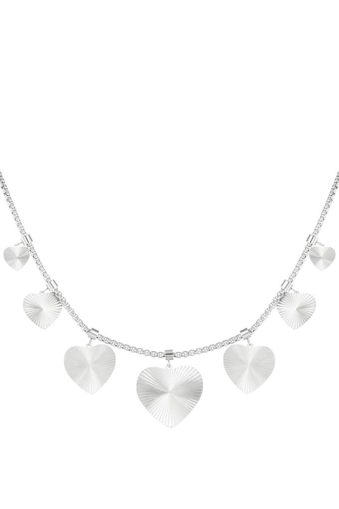 Bijoutheek Collier Hartjes Structuur Zilver