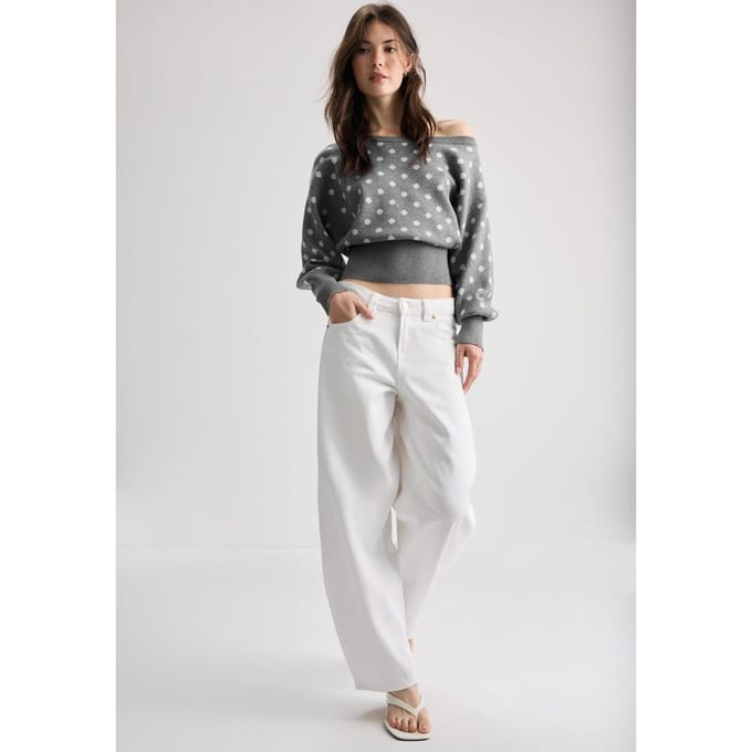 Stradivarius Asymmetrische trui met ribboord  Donkergrijs S