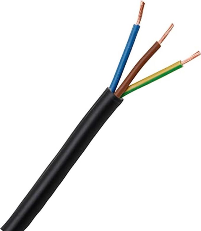 Slangleiding H03 VV-F, 3 x 0,75 mm², 10 m, zwart