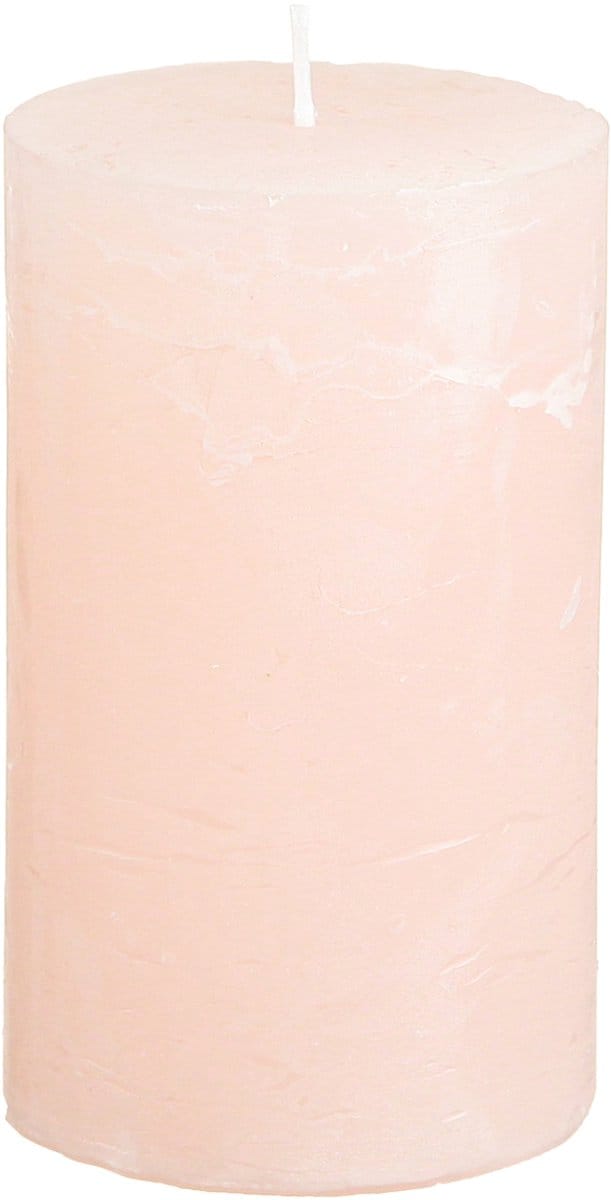 Pilaarkaarsen, effen lichtroze, 60×100mm, set van 4, decoratieve kaars