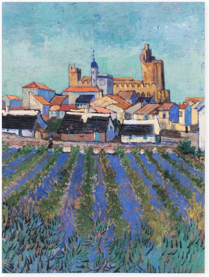 Softcover kunst schetsboek, Kröller-Müller Museum,Gezicht op Saintes-Maries-de la Mer, Vincent van Gogh