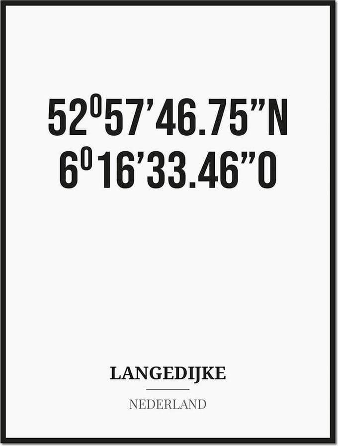 Poster/kaart LANGEDIJKE met coördinaten