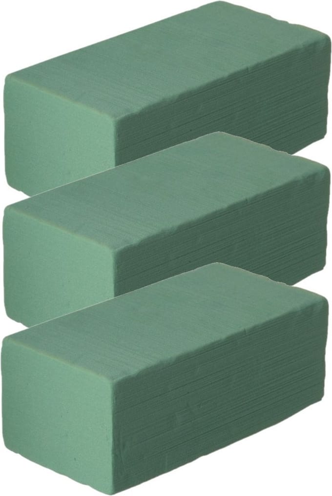 Glorex Hobby Steekschuim/oase voor plantenbak - 3x - groen - nat - 23 x 7,5 x 11 cm
