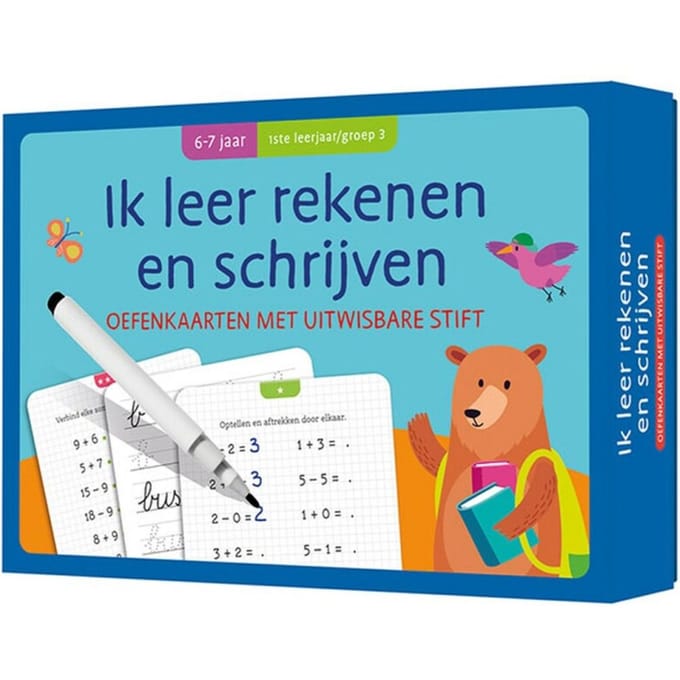 Oefenkaarten Met Uitwisbare Stift - Ik Leer Rekenen En Schrijven / 6-7 Jaar Groep 3
