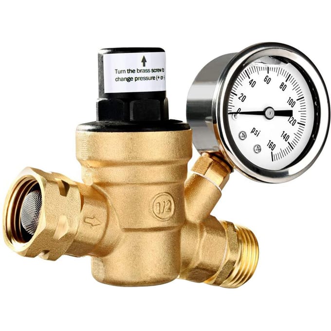 Waterdrukregelklep Loodvrij messing Verstelbare waterdrukregelaar Reducer met goud
