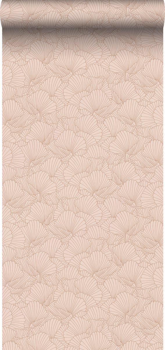ESTAhome behang getekende bladeren terracotta roze - 53 cm x 10.05 m - 139492