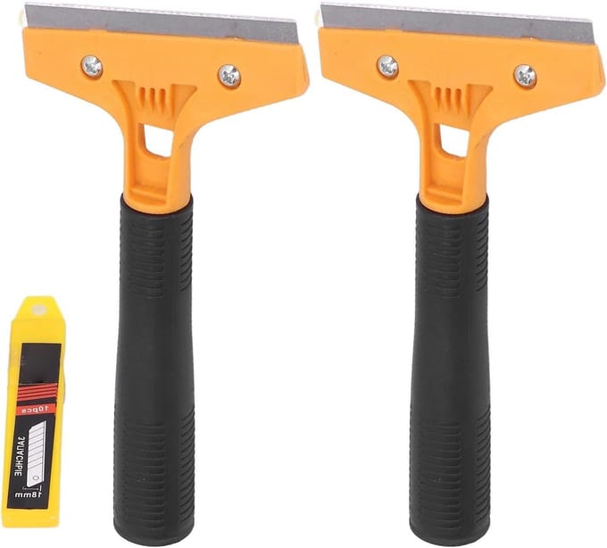 Krachtige Schraper - Verwijderaar Tool - Stickers Verwijderen - Incl. 10 Extra Bladen - 2 Stuks - Grijs