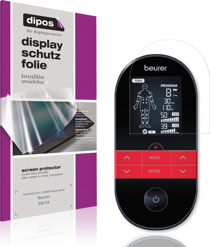 dipos – 4x Beschermfolie geschikt voor Beurer EM 59 | Krasbestendige & heldere Screenprotector Ultra-Thin