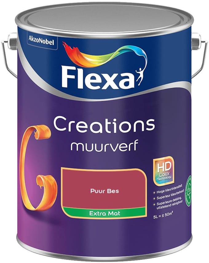 Flexa - Creations Muurverf Extra Mat - Puur Bes - Mengverf - 5 L