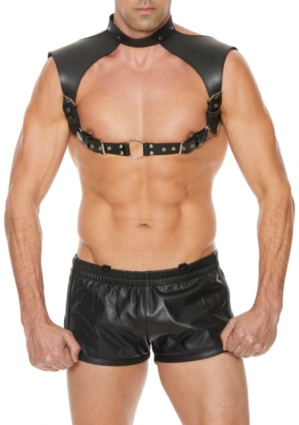 Shots - Ouch! Leren Heren Harnas met Halsband black One Size