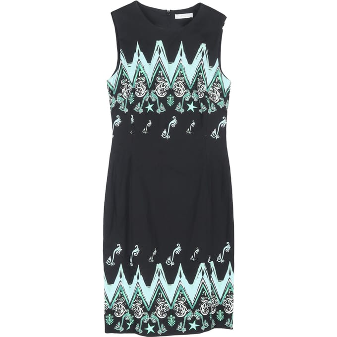 Versace Collectie Bedrukte Mini Cady Jurk in Zwarte Viscose
