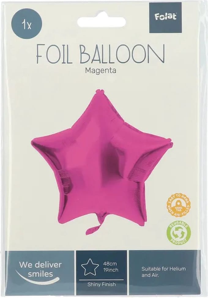 Folat - Folieballon Ster Magenta - 48 cm