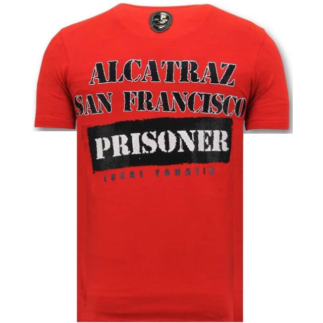 Luxe Heren T shirt - Alcatraz Prisoner - Rood