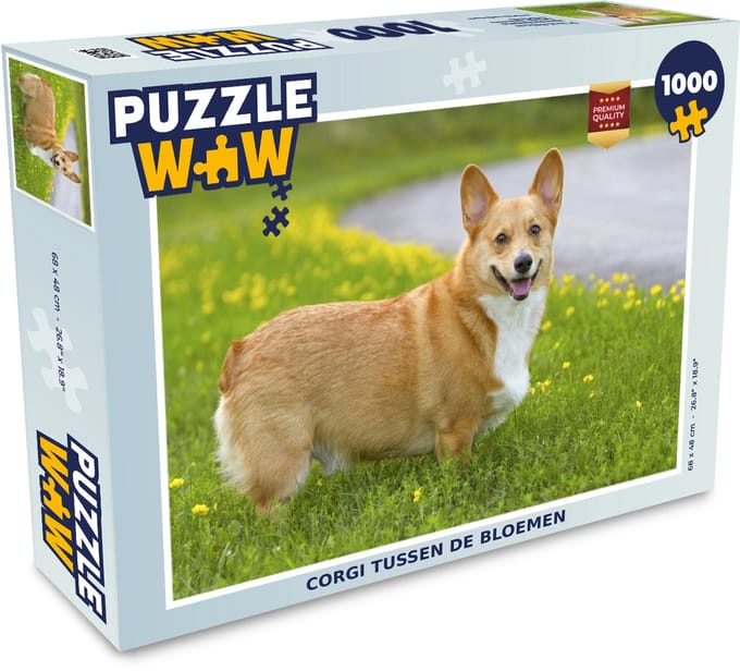Puzzel Corgi tussen de bloemen - Legpuzzel - Puzzel 1000 stukjes volwassenen