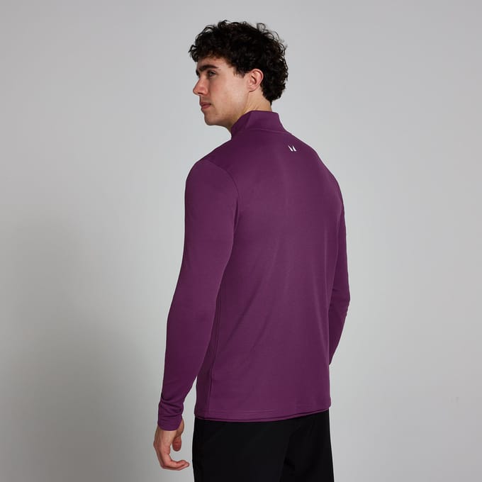 MP Active gerasterd shirt met kwartrits voor heren - Pruimenpaars - S