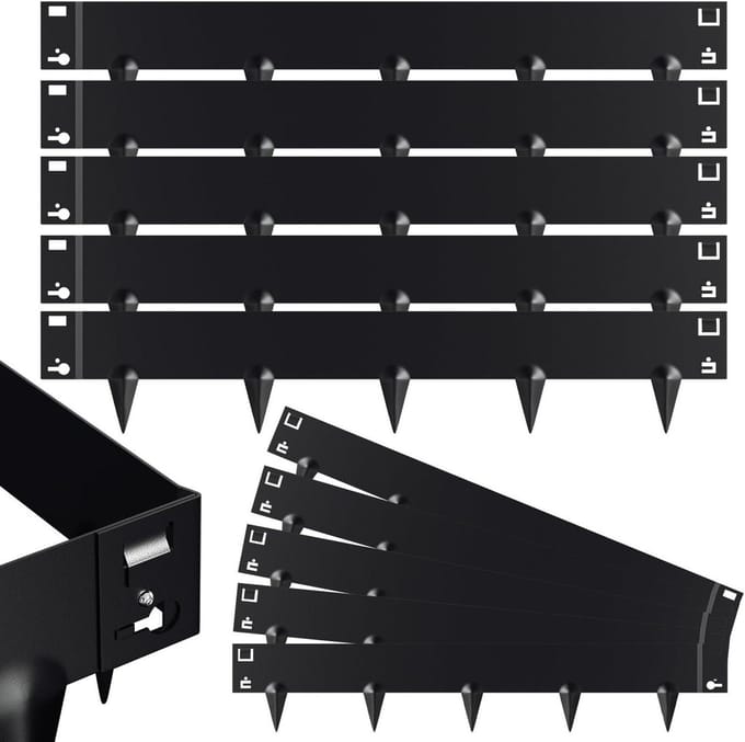 Gazonrand Metaal - Bloembedomranding Palissade - Tuin Afscheiden - Flexibel Vervormbaar - 5 meter set - Zwart