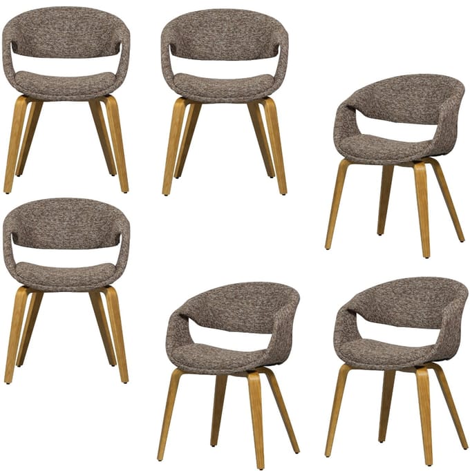 WOOOD Yossi Eetkamerstoelen Houten Naturel Poot - Bruin - Set van 6