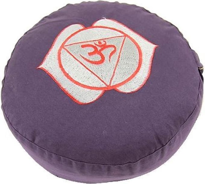 Meditatiekussen 6e chakra geborduurd - 33x17 - Boekweit - Katoen - Indigo