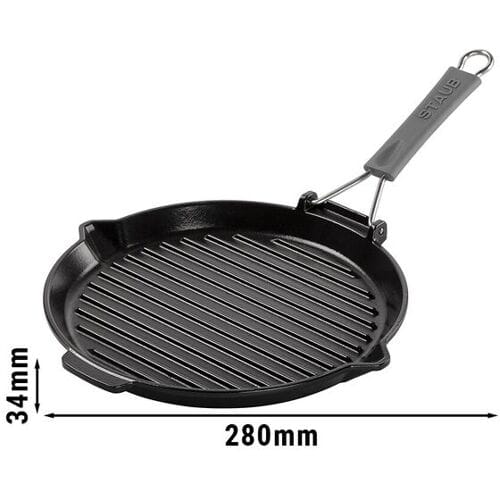 STAUB GRILL PANS - Grillpan met schenktuit - Ø 280mm - Gietijzer - Zwart zwart