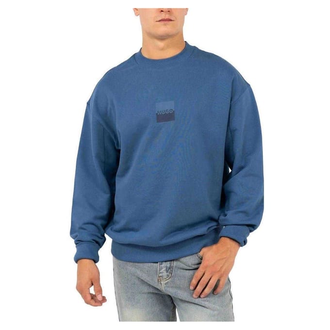 Hugo Heren-sweatshirt met logo en verlaagde schouders, normale pasvorm (Medium Blauw)