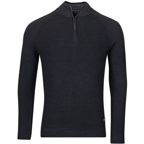 Baileys Trui Uni Color Half Zip Raglan Sleeves Rib Knit Dark Blue / male